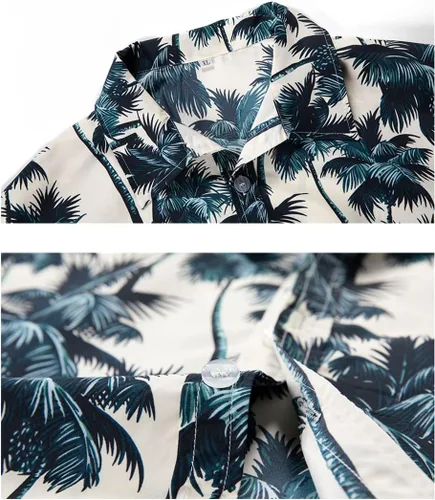 Miniatura 5 de Lavnis Conjunto de camisa hawaiana para hombre, camisa de manga corta con flores y pantalones cortos, trajes de 2 piezas