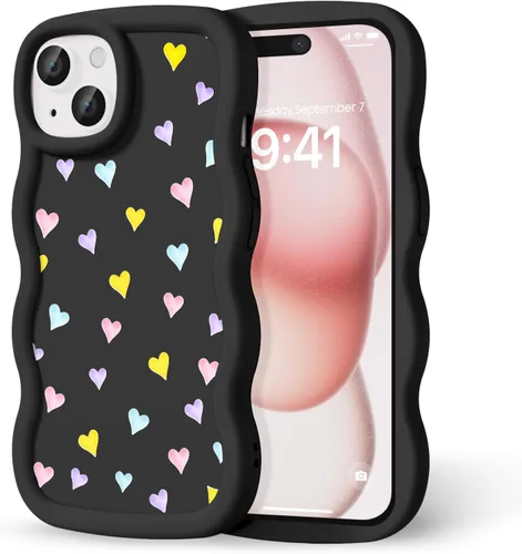 Miniatura 195 de Compatible con iPhone SE/8/7 Funda para Mujeres y Niñas, Marco Ondulado Rizado con Patrón Lindo, Estética Delgada Suave Silicona TPU Parachoques