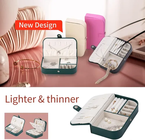 Miniatura 2 de Smileshe Joyero para mujeres y niñas, pequeño estuche organizador de viaje portátil de piel sintética, cajas de almacenamiento para anillos, aretes