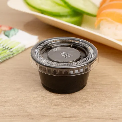 Miniatura 4 de Restaurantware RW Base - Tazas de salsa de 0.8 onzas, 2000 tazas de condimento aptas para microondas, resistentes a las grietas, desechables de Negro