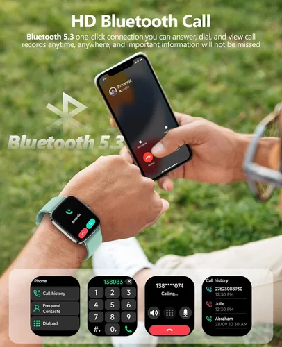 Miniatura 4 de SOUYIE Relojes inteligentes para hombres y mujeres, reloj inteligente de voz AI de 1.85 pulgadas, monitor de frecuencia cardíaca 24/7, rastreador