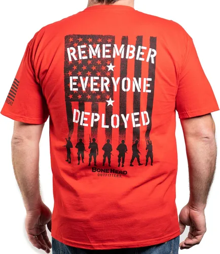 Bone Head Outfitters Camiseta clásica roja - Remember Everyone Deployed R.E.D. Friday