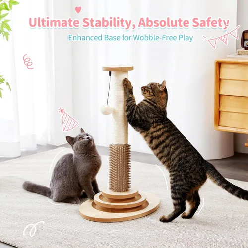 Miniatura 5 de Made4Pets Poste Rascador para Gatos, Poste Rascador de Sisal de 23" de Alto con Autoarreglador, Juguetes Interactivos de Pelota con Pista 4 en 1