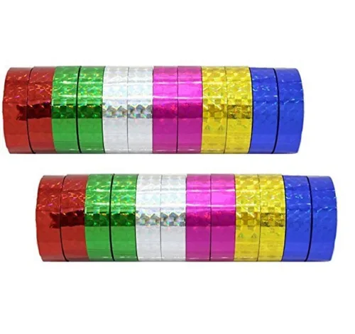 Miniatura 10 de Hula Hoop Washi Prism Tape (12 unidades) 1/2" (12mm) x 25 pies (3.5M) - 6 colores holográficos - 2 rollos de cada color. Ideal para señuelos