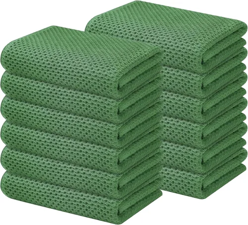 Miniatura 68 de Kitinjoy - Paños de cocina de 100 % algodón, tela de tejido gofrado, paño de limpieza ultrasuave, absorbente y de secado rápido. Gris Oscuro