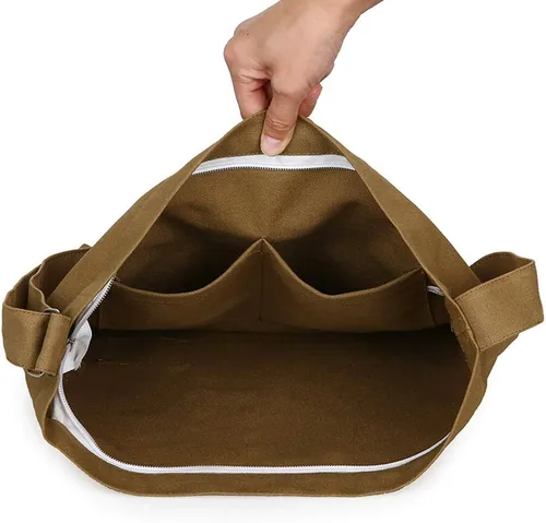 Miniatura 4 de Covelin - Bolsa de hombro informal de lona para mujer, estilo bohemio y retro, bolsa de mano, bolso cruzado, tamaño grande