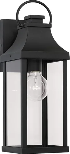 Capital Lighting 946411BK Bradford - Farol de pared para exteriores de cristal transparente, 1 luz de 100 vatios, 17 pulgadas de alto x 6 pulgadas