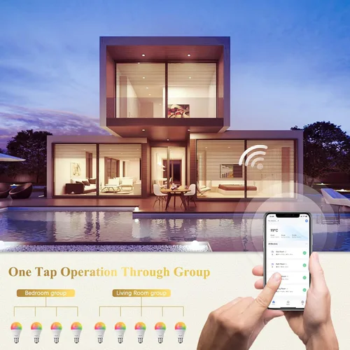 Miniatura 7 de DiCUNO Bombillas inteligentes, bombilla cambiante a todo color, compatible con Alexa, Google Assistant, no requiere concentrador, RGBCW multicolor