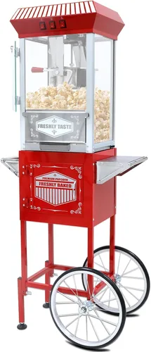 Máquina de palomitas de maíz de 12 onzas con carro, hervidor de acero inoxidable de 12 onzas y luz de calentamiento, regalos de Navidad, regalos de
