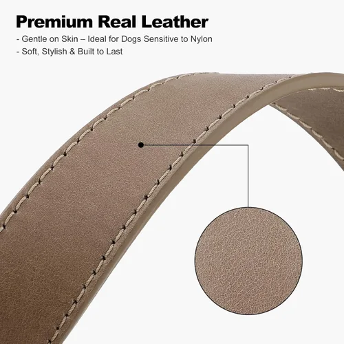 Miniatura 4 de Collar de cuero genuino para perro Plutus Pet – Collar ajustable para mascotas con hebilla de metal de liberación rápida, cuero suave y auténtico