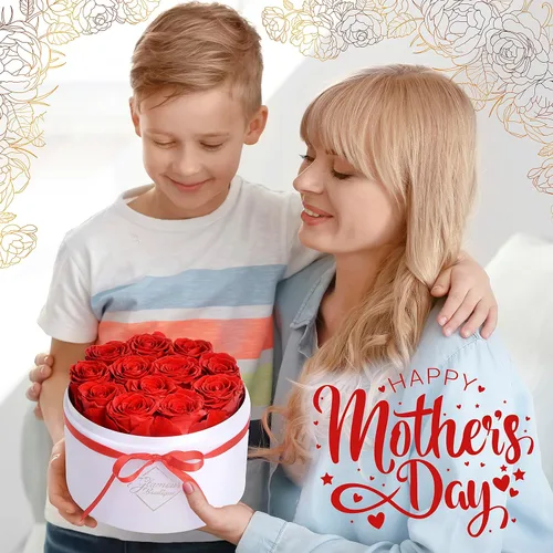 Miniatura 3 de GLAMOUR BOUTIQUE Flowers Forever - Caja de regalo, 12 rosas preservadas reales en caja blanca de terciopelo, regalo floral para esposa, mamá o ella