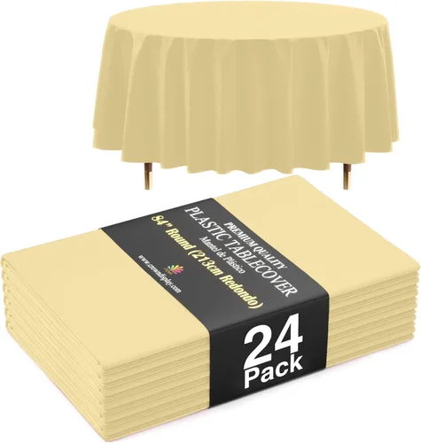 Miniatura 77 de Exquisite 66% Thicker Premium Aqua Round Tablecloth 0.5 Mil 6 Pack Plastic Table Cloth Disposable 84 Inch Round Plastic Tablecloth Won't Tear Easily