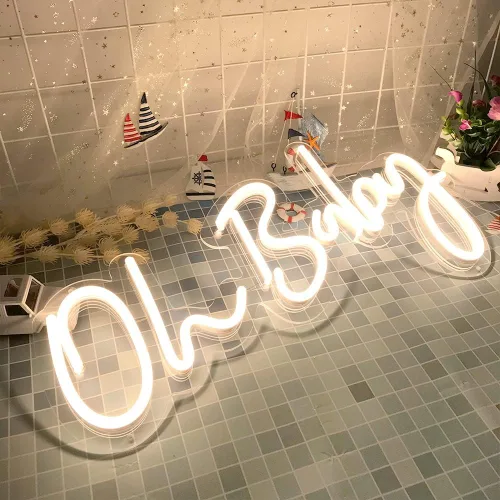 DIVATLA Letrero Oh Baby para Telón de Fondo - Letrero de Neón Oh Baby Decoraciones para Baby Shower, Revelación de Género, Letrero LED para Telón de