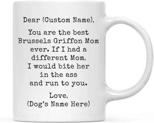 Miniatura 71 de Andaz Press Taza de café personalizada divertida con texto en inglés "Dog Mom", regalo de broma para la mejor mamá de perro cocker spaniel, muerde
