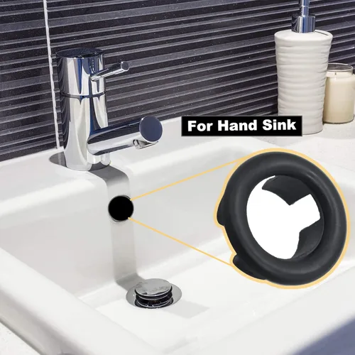 Miniatura 2 de Paquete de 4 cubiertas de anillo de desbordamiento para fregadero de baño de cocina, agujero de fregadero de baño, tapa de drenaje redonda para Negro