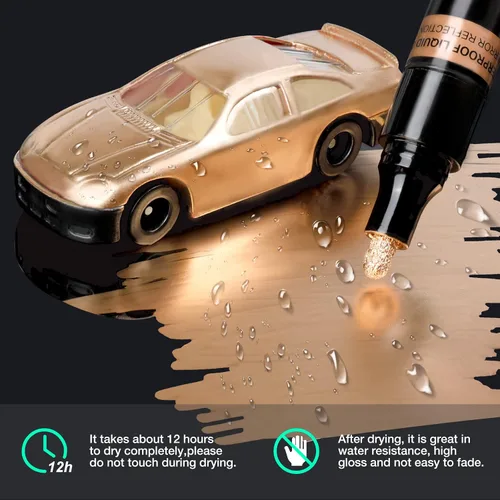 Miniatura 3 de KERIFI - Marcadores cromados de cobre líquido artístico, juego de marcadores reflectantes cromados metálicos brillantes y únicos, marcador de espejo