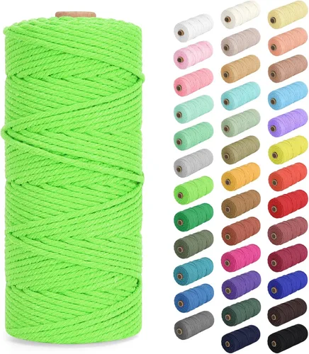 Miniatura 120 de Cordón de macramé de 0.079 in x 380 yardas (1140 pies), cuerda de algodón natural para colgar en la pared, ganchos de plantas, manualidades, Beige
