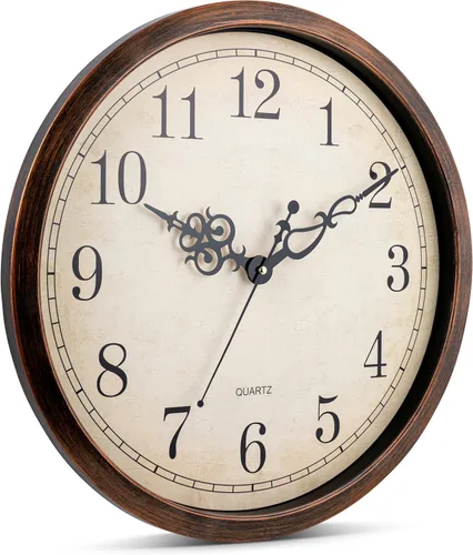 Miniatura 3 de Bernhard Products - Reloj de pared vintage marrón, silencioso, sin tictac, de 18 pulgadas, extra grande, de cuarzo de calidad, funciona