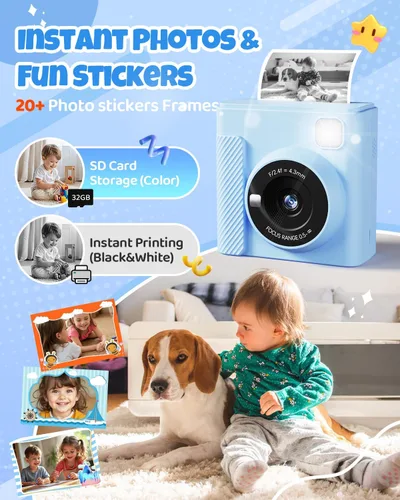Miniatura 3 de TIATUA Cámara de Impresión Instantánea para Niños, Regalos de Navidad y Cumpleaños para Niñas y Niños, Cámara Digital de Video HD 1080P para Niños