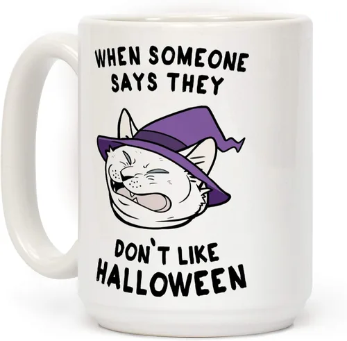 Miniatura 115 de LookHUMAN Taza de Café de Halloween – Halloween Is Meowgical Tazas, Taza de Café Espeluznante Idea de Regalos de Taza, 15 Onzas 10-Blanco
