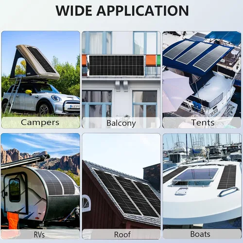Miniatura 7 de XINPUGUANG Panel solar flexible de 100 W 12 V, kit de sistema solar monocristalino, controlador de carga de 10 A, cable de extensión, carga