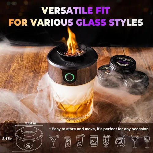Miniatura 5 de Kit de ahumador de whisky eléctrico con antorcha, los mejores regalos de whisky para hombres, 6 astillas de madera – Infundir ricos sabores ahumados