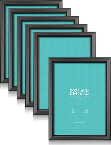 Miniatura 9 de LaVie Home - Marco de fotos (6 unidades), diseño simple con cristal de alta definición, para montaje en pared y en mesa, colección clásica, Dorado
