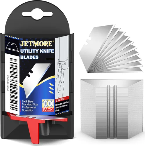 JETMORE 100 paquete de cuchillas para cuchillo utilitario, cuchillas para cortador de caja con dispensador, cuchillas de reemplazo para cuchillo