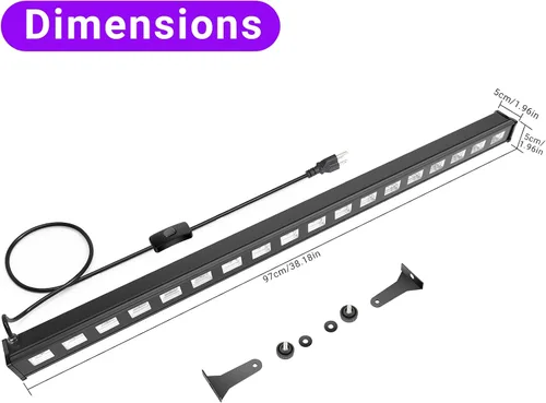 Miniatura 5 de Barra negra de luces, de OPPSK, cono 9 LEDs de 3 W, luz negra, negro metálico