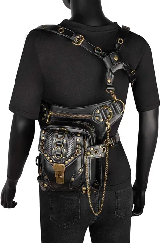 Miniatura 7 de Halloween Steampunk Retro Motocicleta Señora Bolsa Rock Gótico Hombro Riñonera Bolsas (K)