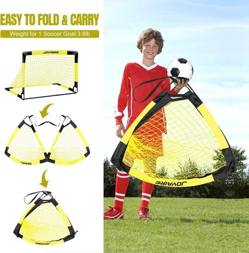Miniatura 6 de Portería de fútbol para niños de nivel profesional en el patio trasero, red de fútbol de poliéster de 5 capas resistente a desgarros y postes de 10