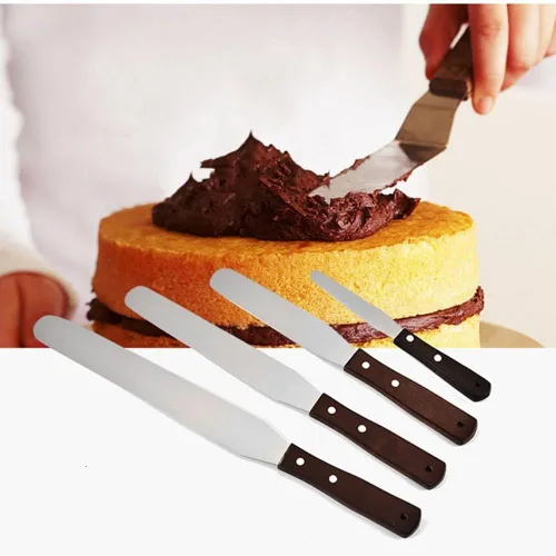 Miniatura 6 de Espátula de acero inoxidable de 4/6/8/10 pulgadas para tartas de mantequilla, crema de mantequilla, cuchillo de glaseado de cocina, pastelería