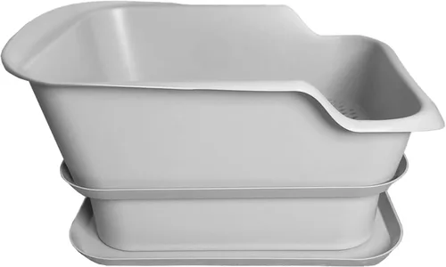 Miniatura 9 de Mr Catman - Caja de arena para gatos de madera y pino, sistema de arena para gatos, bandeja tamiz y bandeja de almacenamiento de residuos