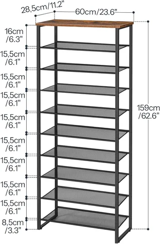 Miniatura 3 de HOOBRO - Zapatero de 10 niveles, organizador de almacenamiento de zapatos de 23.6" L, estante de zapatos de gran capacidad para entrada de puerta