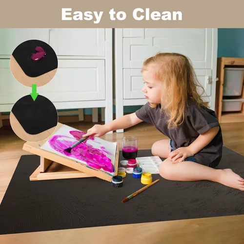 Miniatura 5 de Tapete de oficina de 30 x 48 pulgadas para suelo de madera dura con diseño de plumas 3D, impermeable y antideslizante, tapetes de oficina para Negro