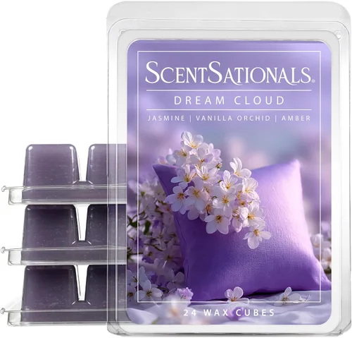 Scentsationals Dream Cloud - Cera perfumada para derretir - Jazmín, orquídea vainilla y ámbar, 10 onzas (24 cubos)
