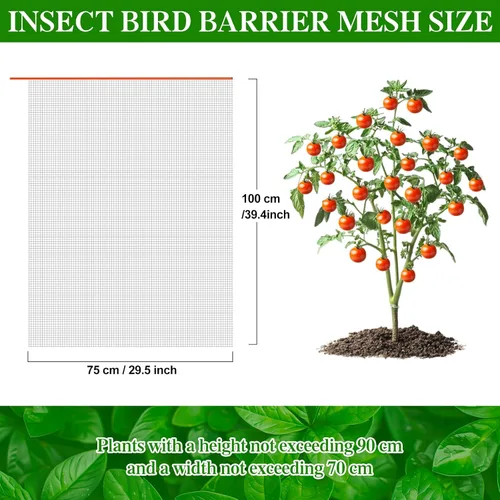 Miniatura 8 de 3 piezas de malla de barrera para plantas, malla de barrera para plantas, redes de pájaros, bolsas de barrera para verduras, frutas, bolsas