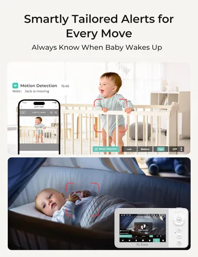 Miniatura 2 de Dr.Care VistaView Lite RB Smart WiFi Monitor de bebé – Pantalla dividida 720P de 4 pulgadas y control de aplicación de cámara 1080P, alertas