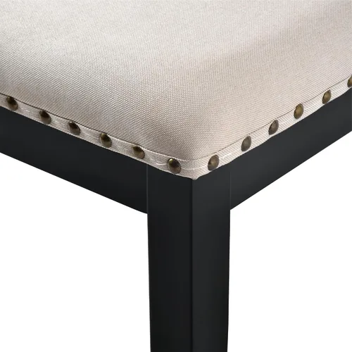 Miniatura 9 de Merax Juego de mesa de comedor de cocina de 6 piezas, mesa rectangular de 60 pulgadas con 4 sillas tapizadas con respaldo alto y 1 banco, patas