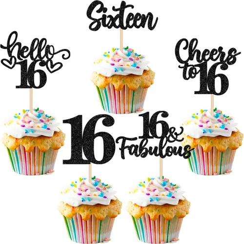 Miniatura 25 de 30 piezas de adornos para cupcakes de 12 cumpleaños feliz, brillantes doce, hola 12, felicitaciones a 12 años, adornos para cupcakes, 12