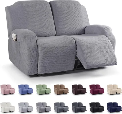 Miniatura 33 de KinCam Fundas para sillón reclinable, fundas elásticas para sillas reclinables, fundas para sofá reclinable de jacquard a rayas, protectores
