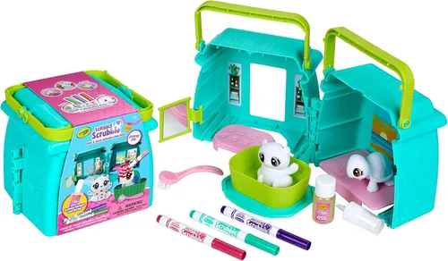 Crayola Scribble Scrubbie Pets Spa perfumado, juego de juguetes de animales, incluye marcadores lavables y perfumados, regalos para niñas y niños, a