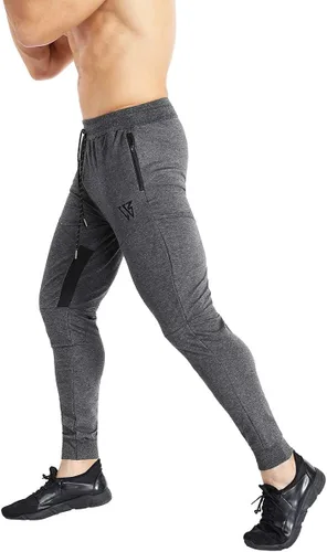 Miniatura 3 de ZENWILL Pantalones de entrenamiento cónicos para hombre, pantalones deportivos de entrenamiento ajustados con bolsillos con cremallera