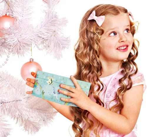 Miniatura 7 de RR ROUND RICH DESIGN Caja de almacenamiento de joyas musicales con purpurina y juego de joyas para niñas pequeñas con unicornio giratorio y arco