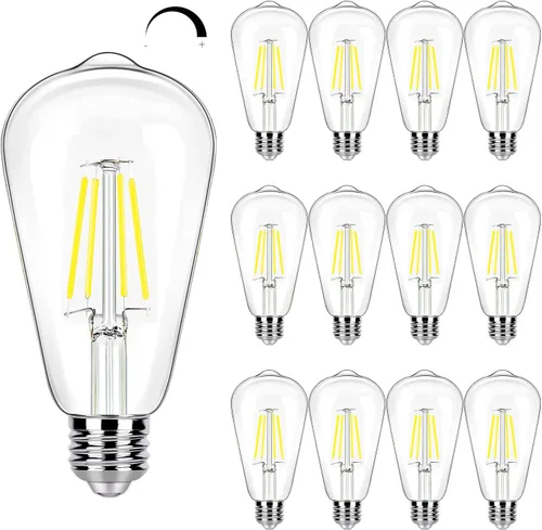 Miniatura 15 de Paquete de 16 Bombillas LED Edison Equivalente a 40W, Bombilla de Filamento LED Regulable de 4W, Bombilla de Luz ST19 5000K Luz de Día, 450LM E26