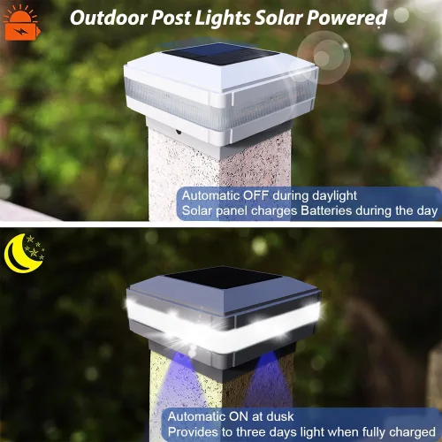 Miniatura 2 de Luces solares para postes al aire libre, luces solares impermeables para postes de valla de 4 x 4, 5 x 5, 6 x 6, luz LED de iluminación blanca