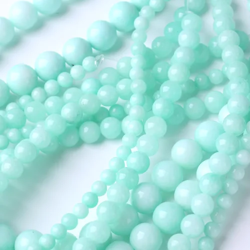 Miniatura 3 de 8mm Cuentas sueltas redondas de gema natural verde manzana para hacer joyas, cuentas de piedra de energía cristalina para hacer pulseras y collares