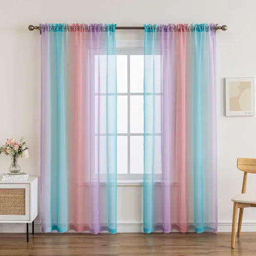 Miniatura 26 de Anytime Paneles de Cortinas Transparentes Arcoíris para Sala de Estar Elegantes Juegos de Tratamiento de Ventanas Translúcidas Filtrantes de Luz