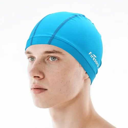 Miniatura 16 de Gorro de natación de tela Firesara, gorro de baño de alta elasticidad mantiene el cabello limpio y transpirable, se ajusta tanto al cabello largo