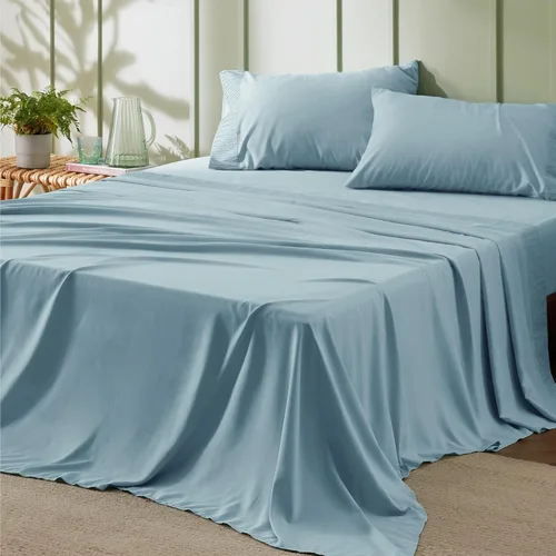 Miniatura 27 de Bedsure Sábanas de tamaño King – Sábanas suaves para cama de tamaño King, 4 piezas de hotel de lujo verde menta, juego de sábanas refrescantes de 11